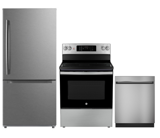 GE Kitchen Appliance Set - 30" Fridge, 30" Stove , 24" Dishwasher