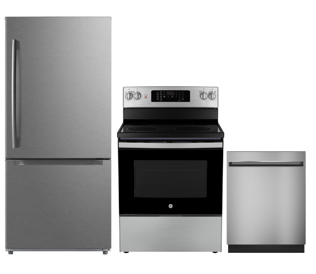 GE Kitchen Appliance Set - 30" Fridge, 30" Stove , 24" Dishwasher