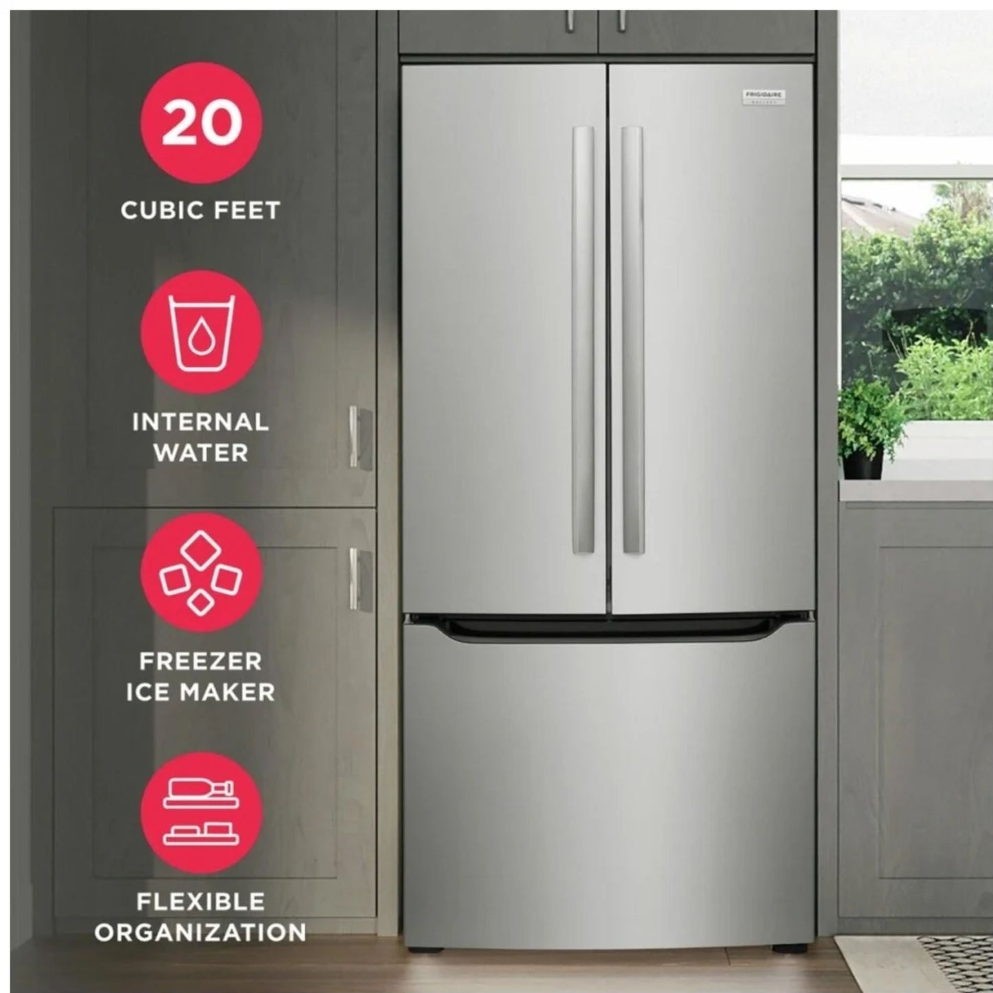 Frigidaire Gallery  20.0 Cu. Ft. French Door Refrigerator in Stainless Steel GRFN2023AF