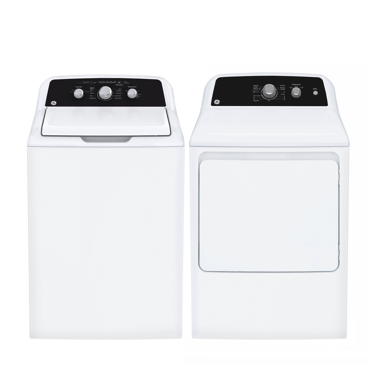 GE GTW334BMRWS washer and GTX34EBMRWS dryer pair