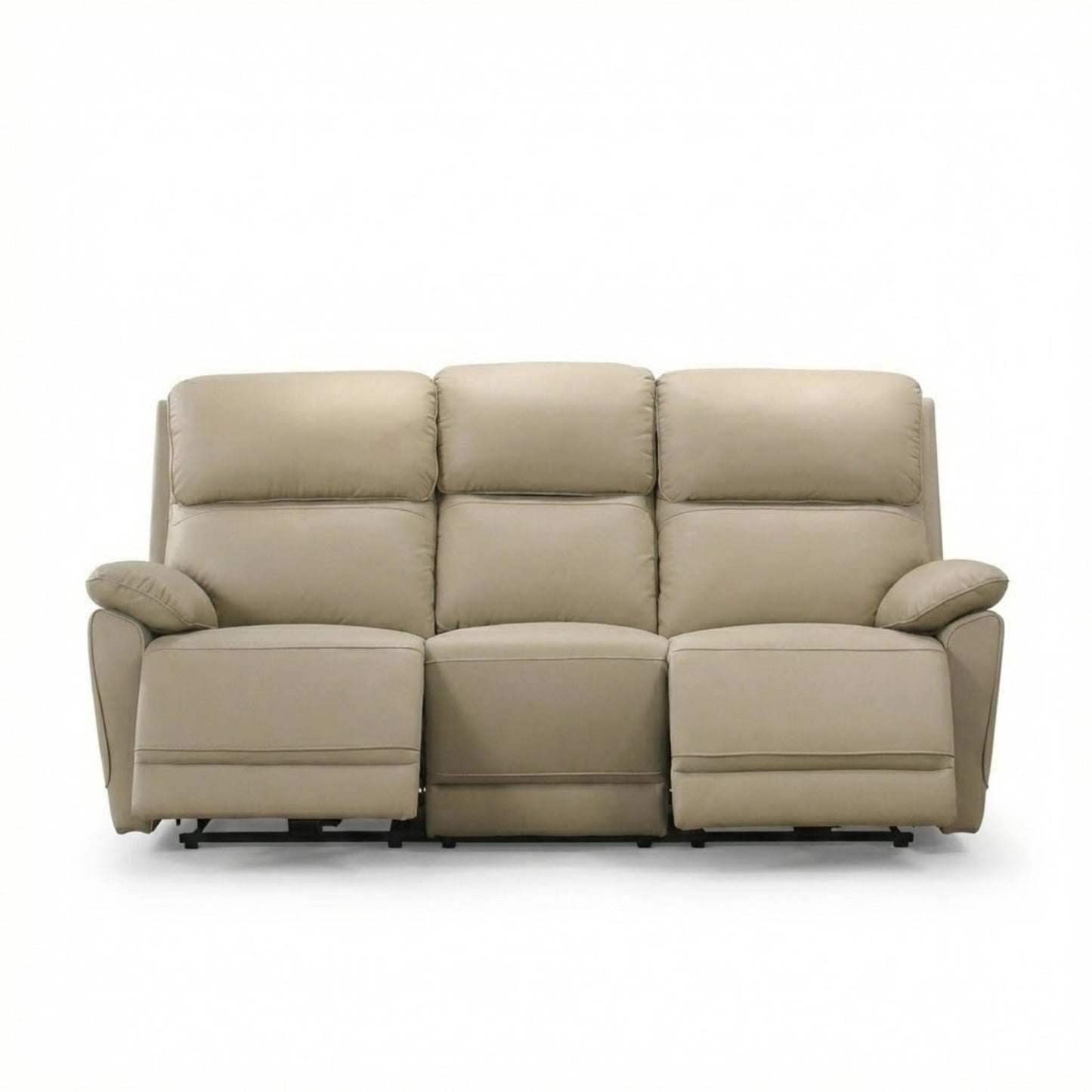 Luxe Leather Power Recliner Sofa Beige