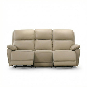 Luxe Leather Power Recliner Sofa Beige