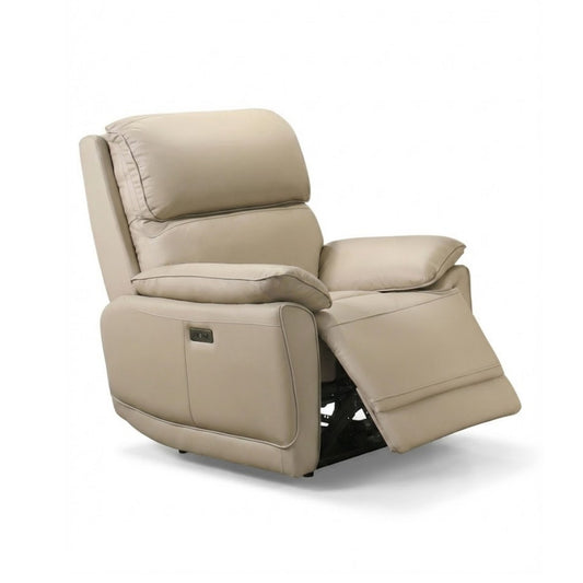 Luxe Leather Power Recliner Chair Beige
