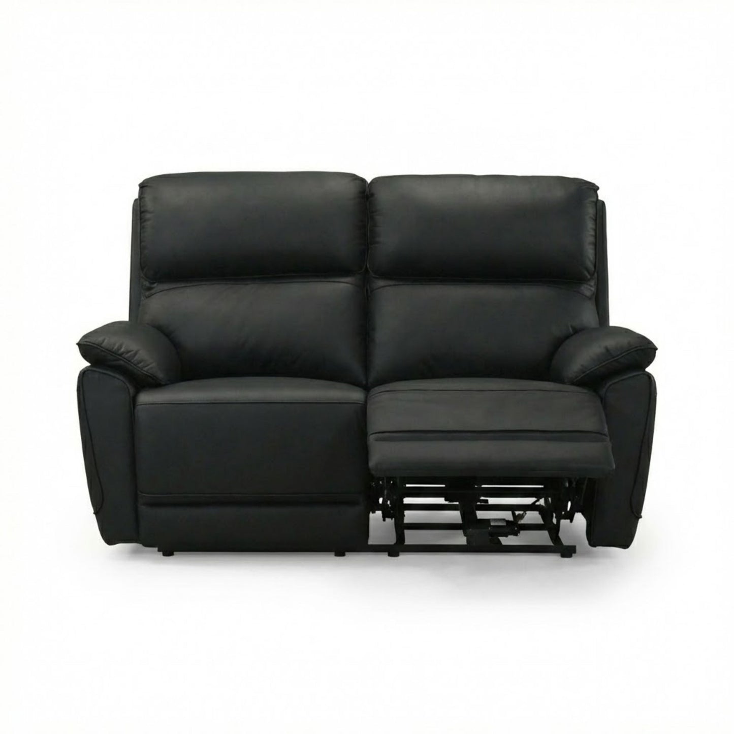Luxe Leather Power Recliner Chair Loveseat Black