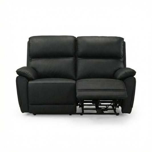 Luxe Leather Power Recliner Chair Loveseat Black