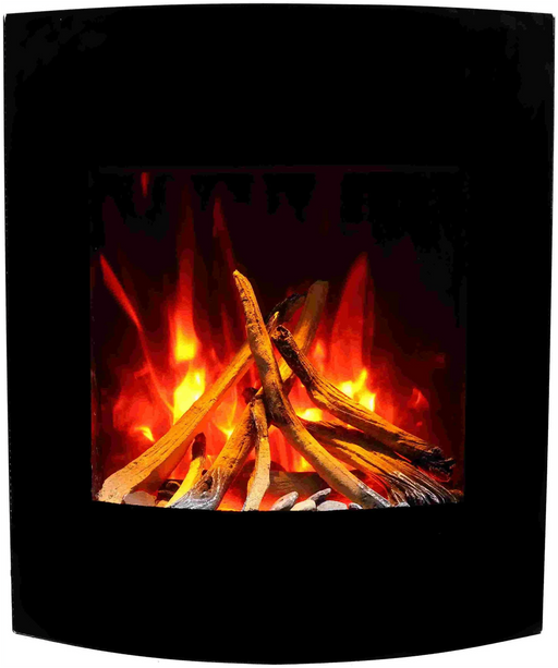 Amantii WM-BI-2428-VLR-BG Zero Clearance Electric Fireplace with Black Glass Surround and Log Set