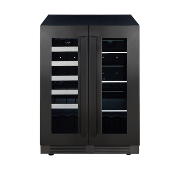 Marathon MBWC56-FDBLS 24" Black Steel French Door Dual Zone Beverage Cooler