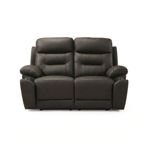Top Luxe Leather Power Recliner Loveseat Dark Chocolate
