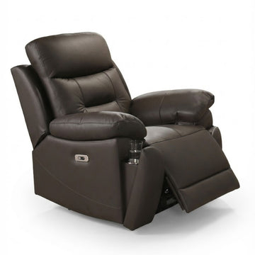 Top Luxe Leather Power Recliner Chair Dark Chocolate