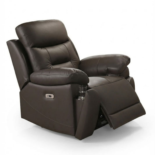 Top Luxe Leather Power Recliner Chair Dark Chocolate