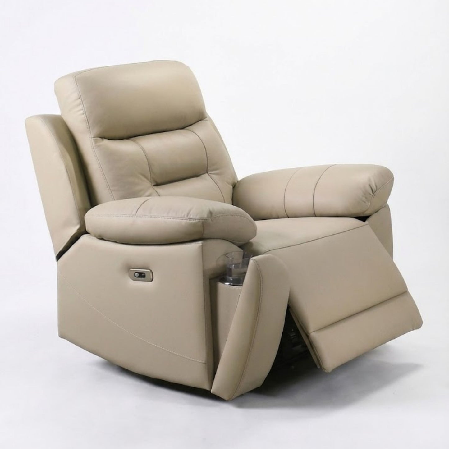 Top Luxe Leather Power Recliner Chair Beige
