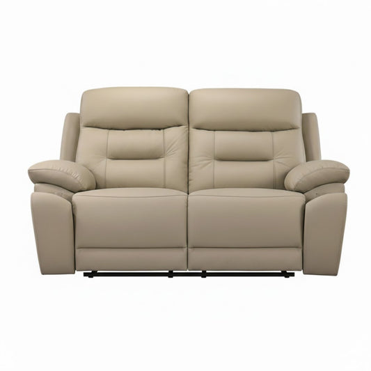 Top Luxe Leather Power Recliner Loveseat Beige