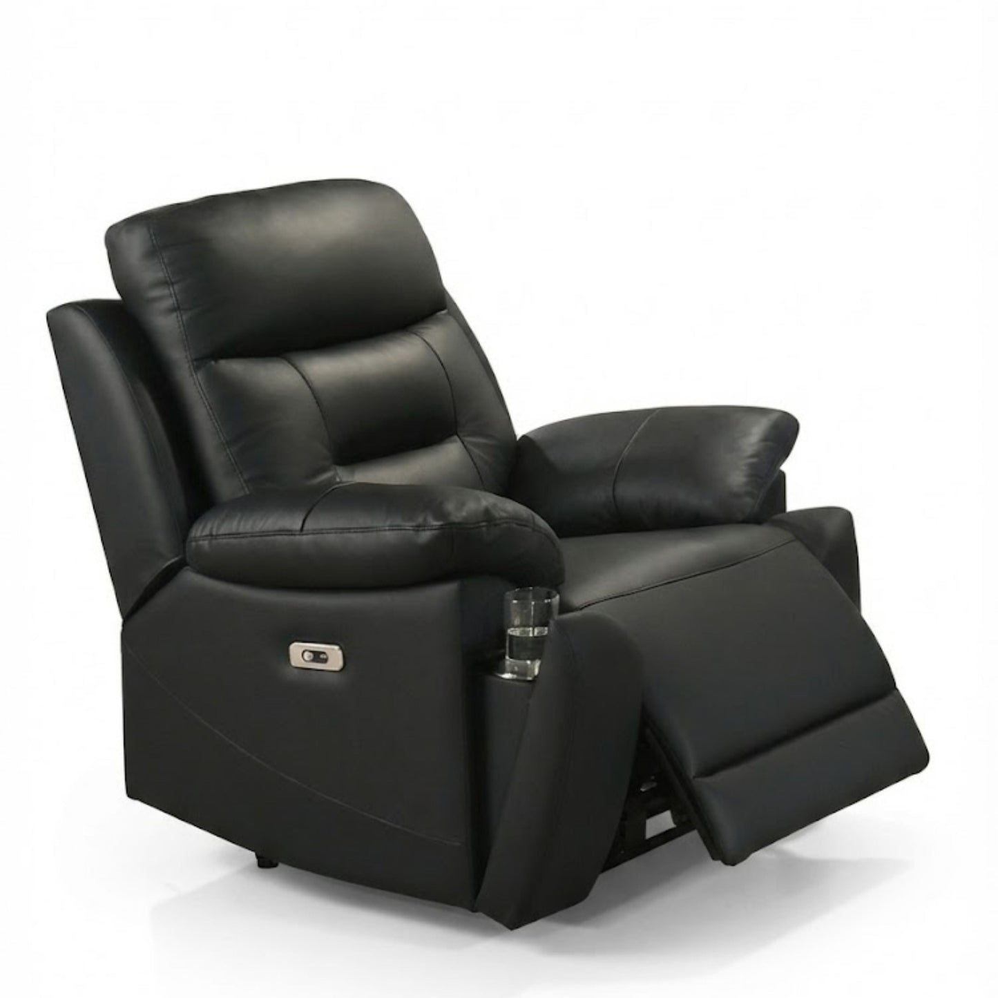 Top Luxe Leather Power Recliner Chair Black