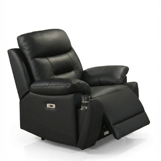 Top Luxe Leather Power Recliner Chair Black