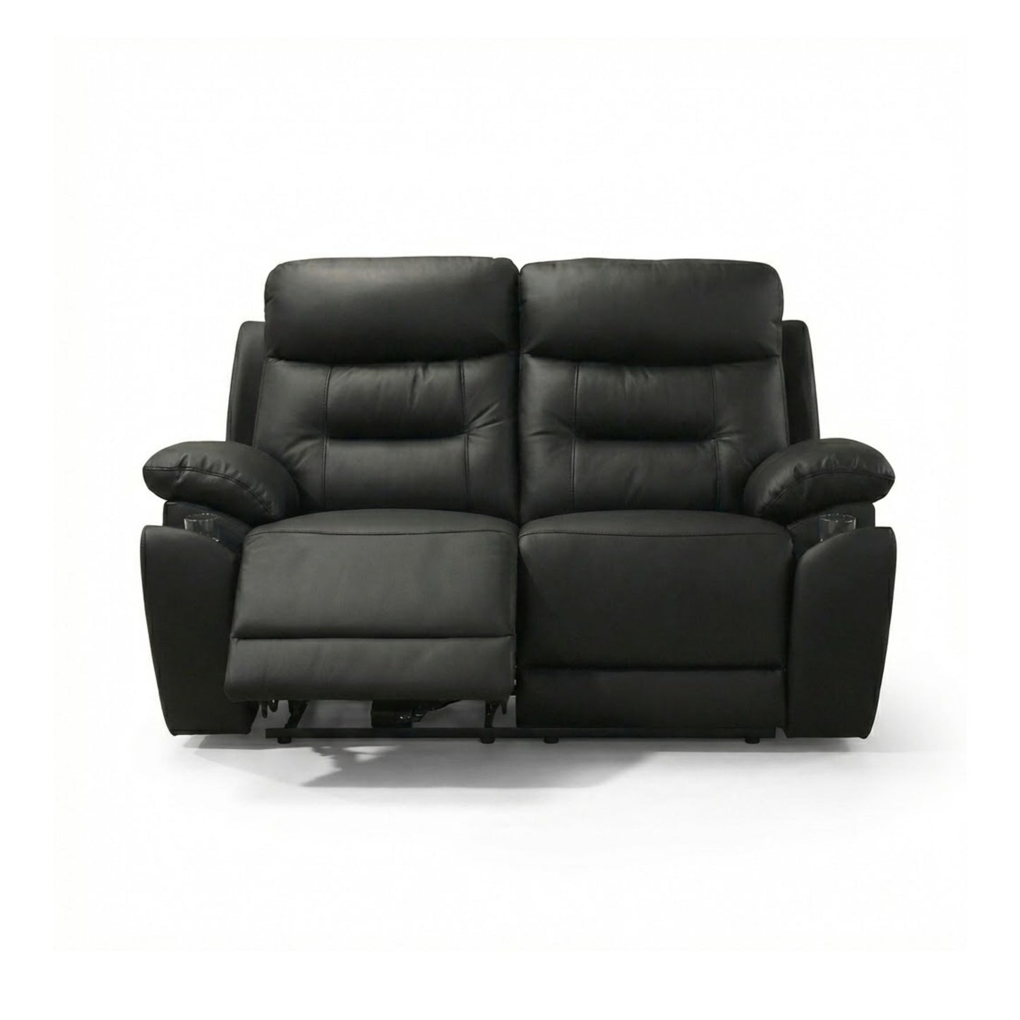Top Luxe Leather Power Recliner Loveseat Black