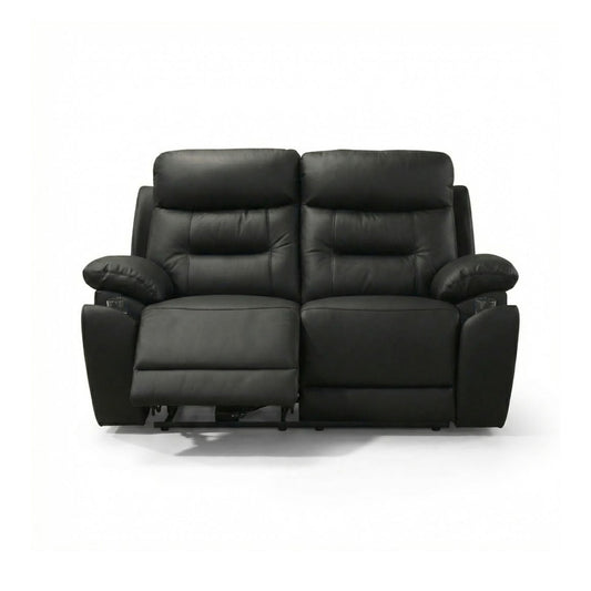 Top Luxe Leather Power Recliner Loveseat Black