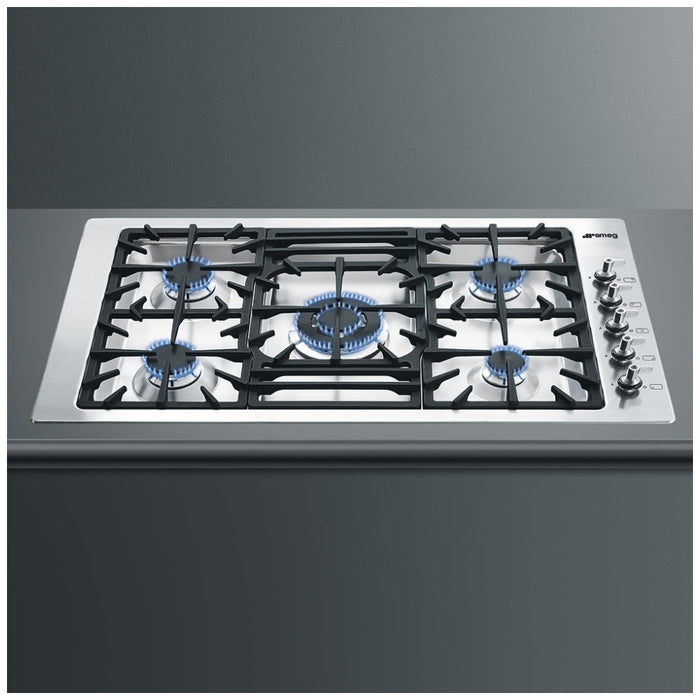 Smeg PGFU36X2 36" Gas Cooktop with 5 Sealed Burners in Stainless Steel