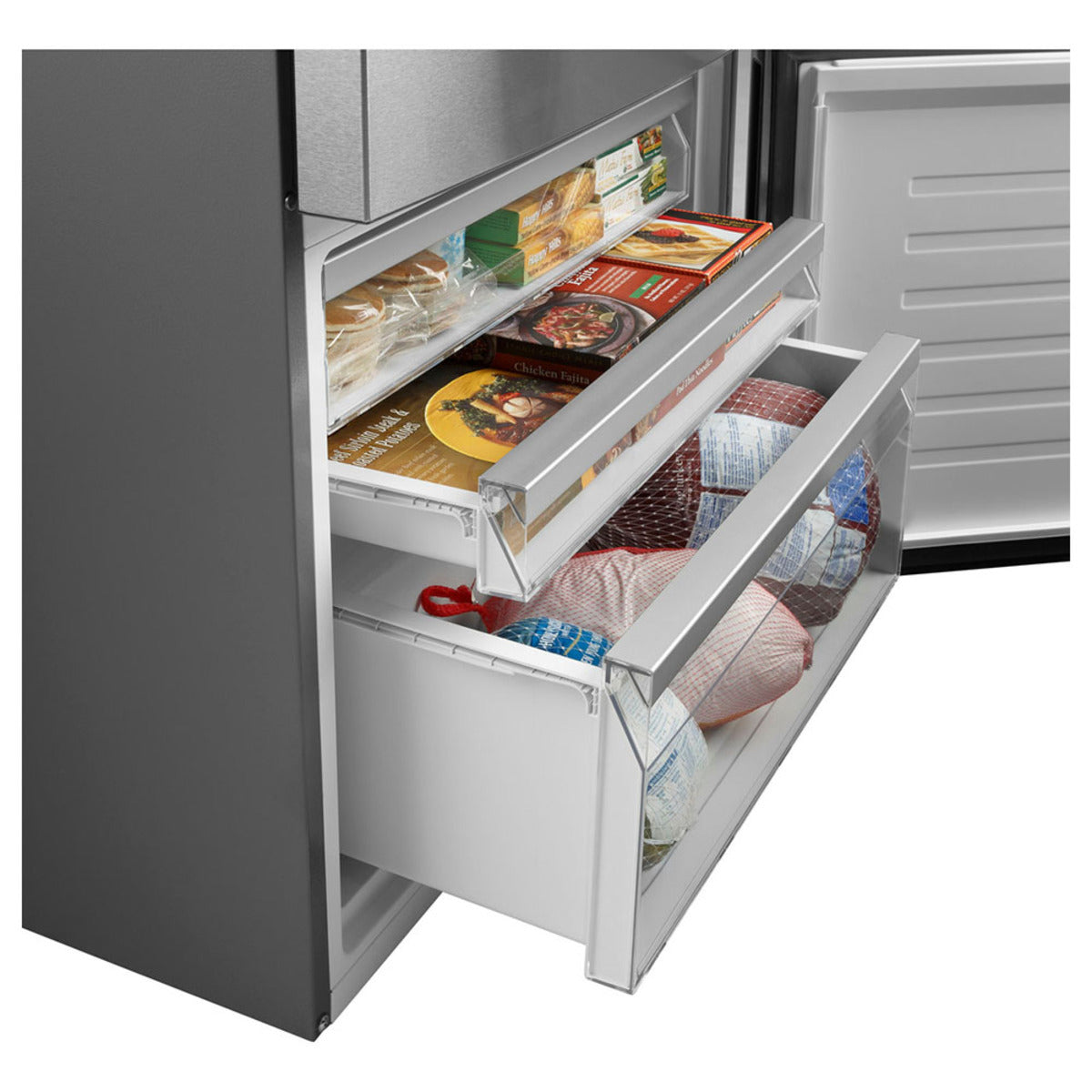 GE & Frigidaire Stainless 3-Piece Kitchen Package — 30" Gas Range, 31" Bottom-Freezer Fridge & 24" Dishwasher