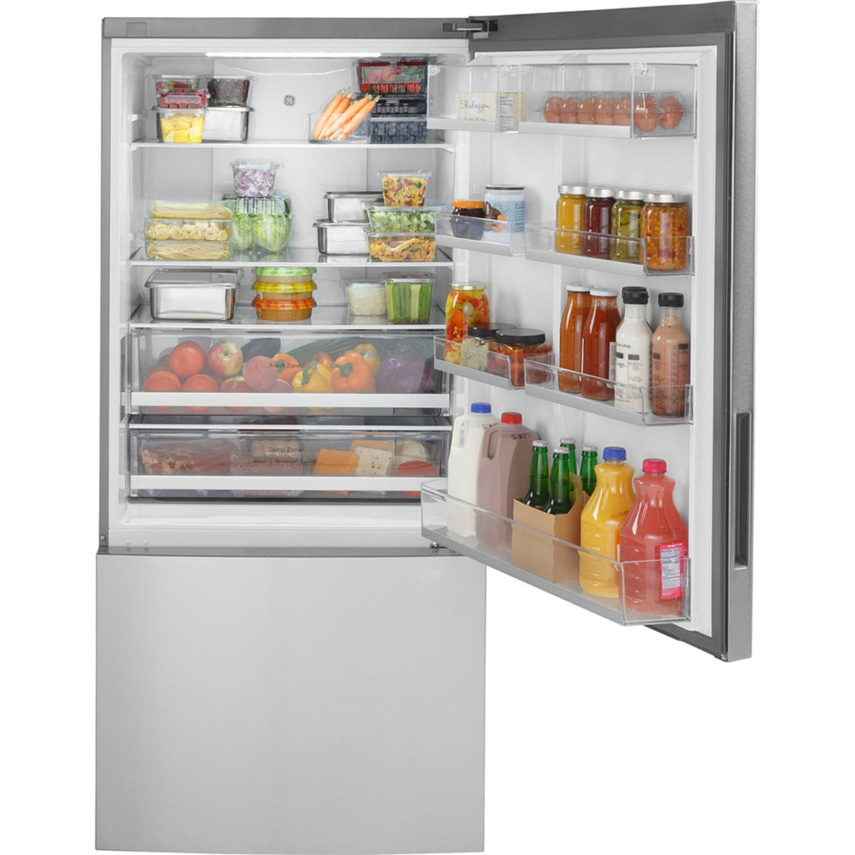 GE & Frigidaire Stainless 3-Piece Kitchen Package — 30" Gas Range, 31" Bottom-Freezer Fridge & 24" Dishwasher