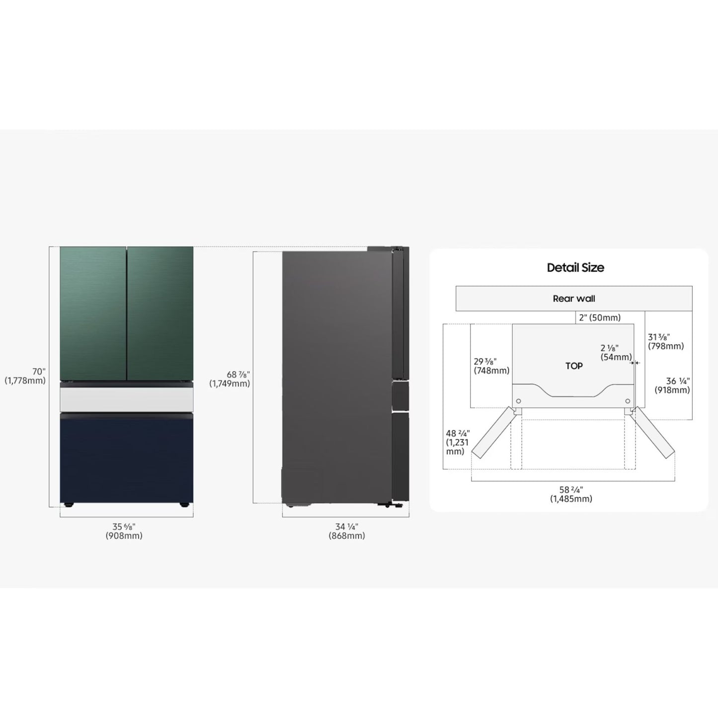 Samsung 36" 29 cu.ft. Bespoke 4 Door French Door Refrigerator RF29BB8600QLAA