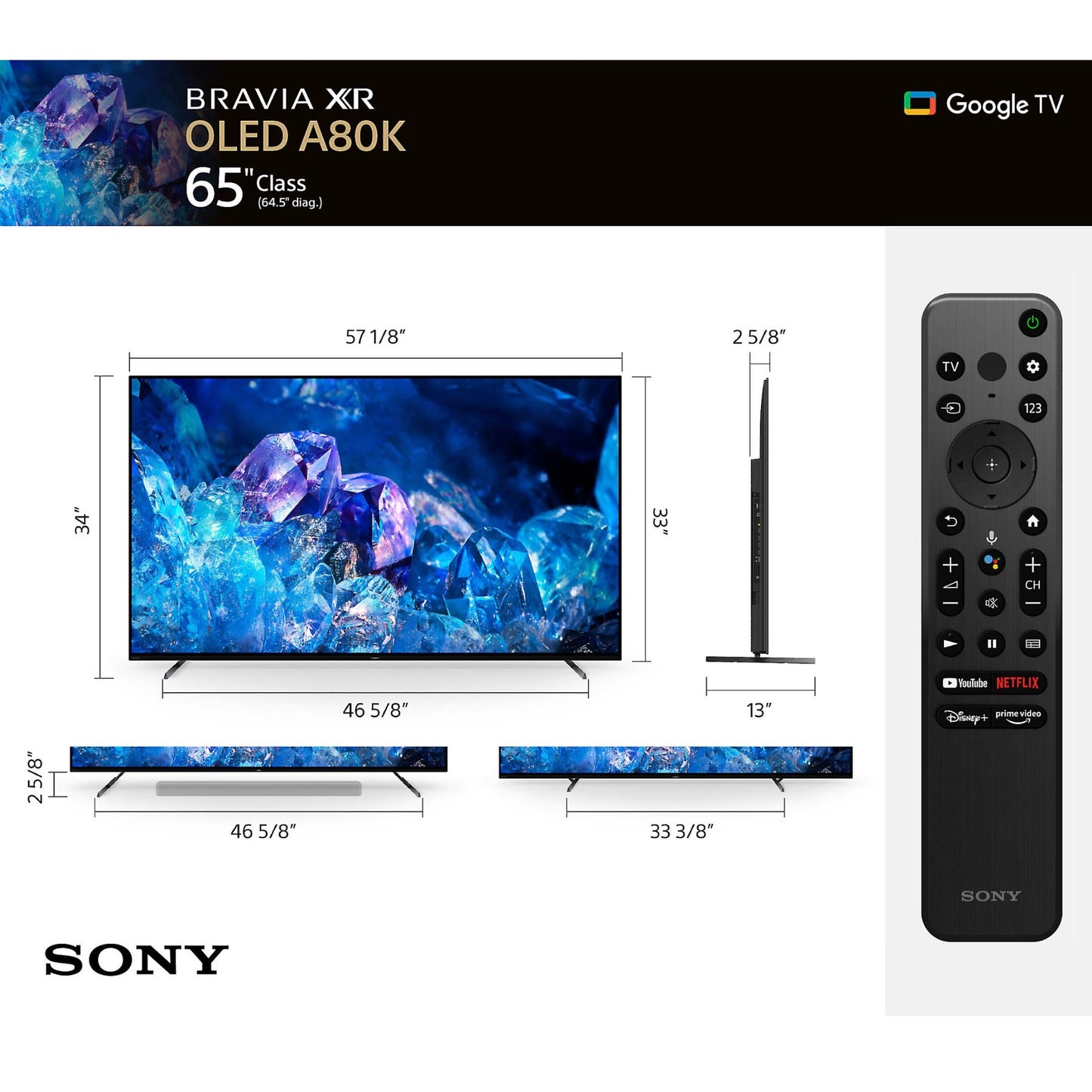Sony BRAVIA XR-65A80K 65" 4K OLED Smart Google TV