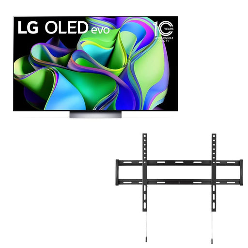 LG OLED Evo C3 Series 65” Alexa Built-in 4k Smart TV , 120Hz Refresh Rate, AI-Powered 4K, Dolby Cinema, WiSA Ready, Cloud Gaming, (OLED65C3PUA) + Wall Mount