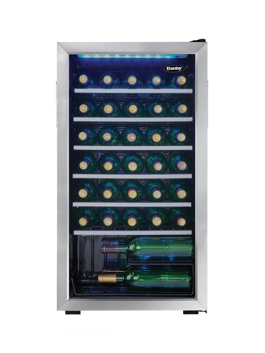 Danby DWC93BLSDBR1 36 Bottle Free-Standing Wine Cooler in Stainless Steel