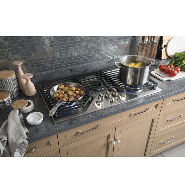 GE Profile™ PGP9036SLSS 36" Built-In Tri-Ring Gas Cooktop with 5 Burners and Included Extra-Large Integrated Griddle in Stainless Steel