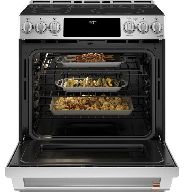 GE Cafe CHS90XP2MS1 30" Smart Slide-In, Front-Control, Induction and Convection Range with In-Oven Camera in Stainless Steel / Brushed Stainless