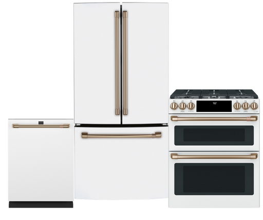 Cafe 36" Counter Depth French Door Refrigerator, 30" Dual Fuel Double Oven Range, Dishwasher Set