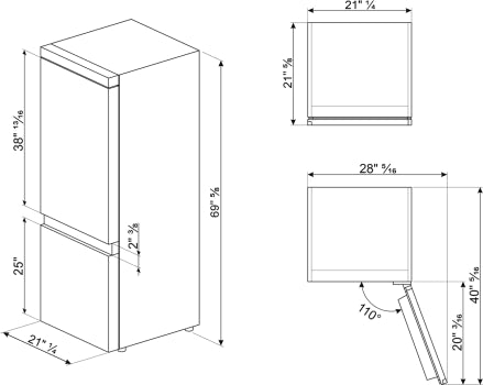 SMEG CB2485U 22" Panel Ready Built-In Bottom Mount Refrigerator