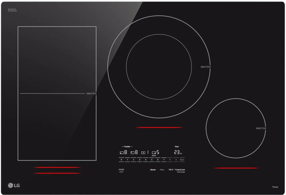 LG CBIH3017BE 30” Smart Induction Cooktop with UltraHeat™ 5.0kW Element in Black