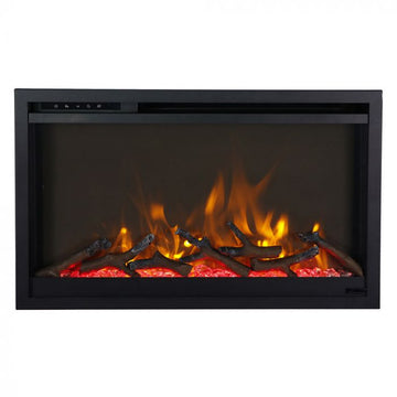 Remii CLASSIC-SLIM-30 Classic Extra Slim Smart Indoor Built-In Electric Fireplace with Black Steel Surround