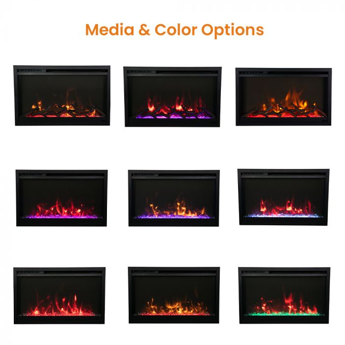 Remii CLASSIC-SLIM-33 Classic Extra Slim Smart Indoor Built-In Electric Fireplace with Black Steel Surround