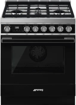 Smeg CPF30UGGBL 30 Inch Freestanding Professional Gas Ranges Black