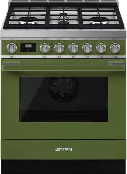 Smeg CPF30UGGOG 30 Inch Freestanding Professional Gas Range Olive Green