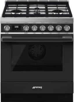 Smeg CPF30UGMAN 30 Inch Freestanding Professional Dual Fuel Range Anthracite