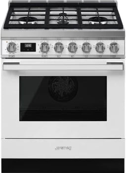 Smeg CPF30UGMWH 30 Inch Freestanding Professional Dual Fuel Range White