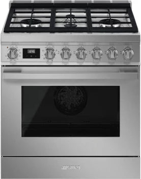 Smeg CPF30UGMX 30 Inch Freestanding Professional Dual Fuel Range  Stainless steel