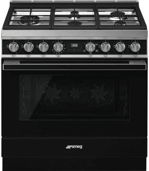 Smeg CPF36UGGBL 36 Inch Freestanding Professional Gas Range Black