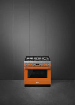 Smeg CPF36UGGOR 36 Inch Freestanding Professional Gas Range Orange
