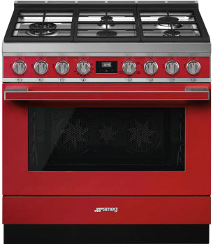 Smeg CPF36UGGR 36 Inch Freestanding Professional Gas Range Red
