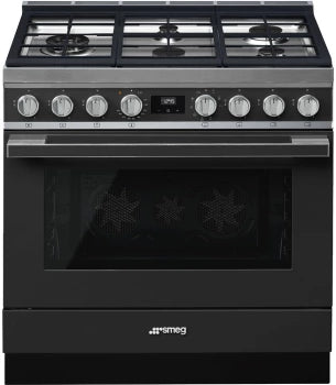 Smeg CPF36UGMAN 36 Inch Freestanding Professional Dual Fuel Range Anthracite