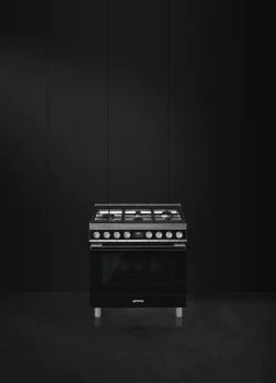 Smeg CPF36UGMBL 36 Inch Freestanding Professional Dual Fuel Range Black