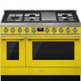Smeg CPF48UGMYW 48 Inch Freestanding Professional Dual Fuel Range Yellow