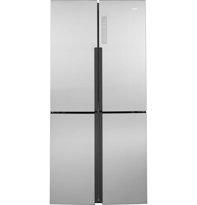 Haier QHE16HYPFS ENERGY STAR® 16.8 Cu. Ft. Quad Door Refrigerator in Fingerprint Resistant Stainless