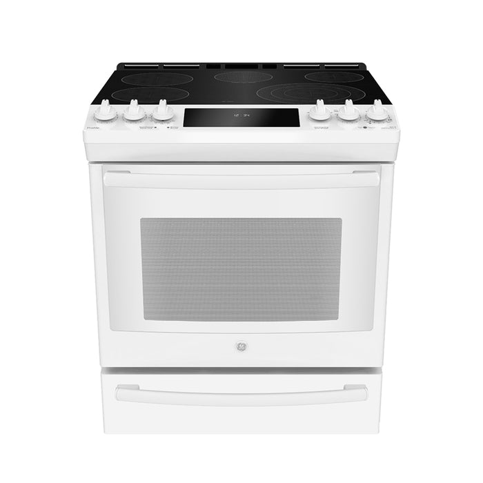 GE Profile PCS940DMWW Slide-in Self-Clean Electric Range with Air Fry and Baking Drawer White