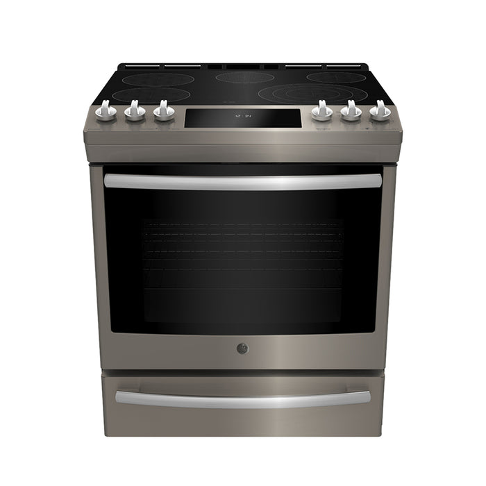 GE Profile PCS940EMES 30" Slide-In Self-Clean Electric Range with Air Fry and Baking Drawer Slate