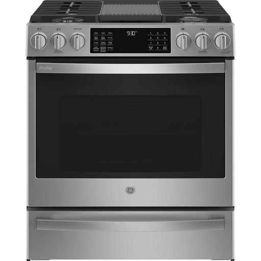 GE Profile PCGS930YPFS 30" Slide-In Convection Gas Range with WiFi Connect Stainless Steel