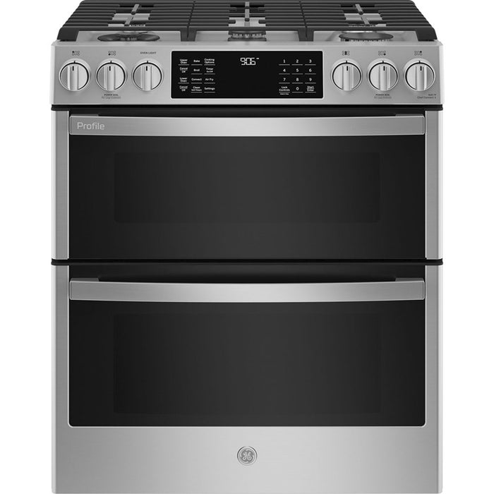 GE Profile PCGS960YPFS 30” Slide-In Double Oven Gas Range with Wifi Stainless Steel